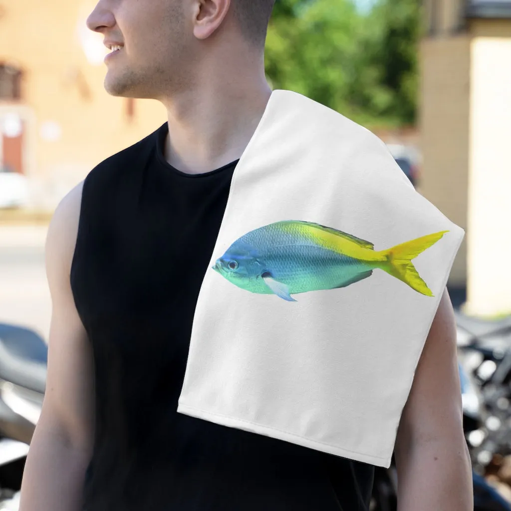 Light Blue and Yellow Fish Rally Towel, 11x18