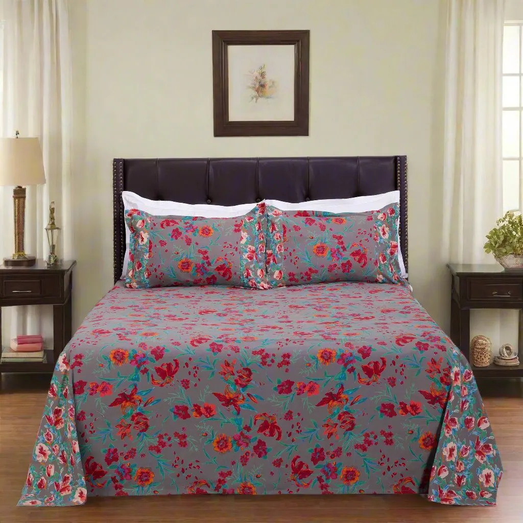 Lily Bagh Dark Grey Cotton Bedsheet