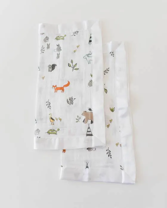 Little Unicorn - Muslin Security Blankets Comforter - Forest Friends (set of 2)