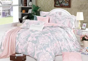 Luxurious Pink Damask Reversible Cotton Comforter Set - Cozy All-Season Bedding