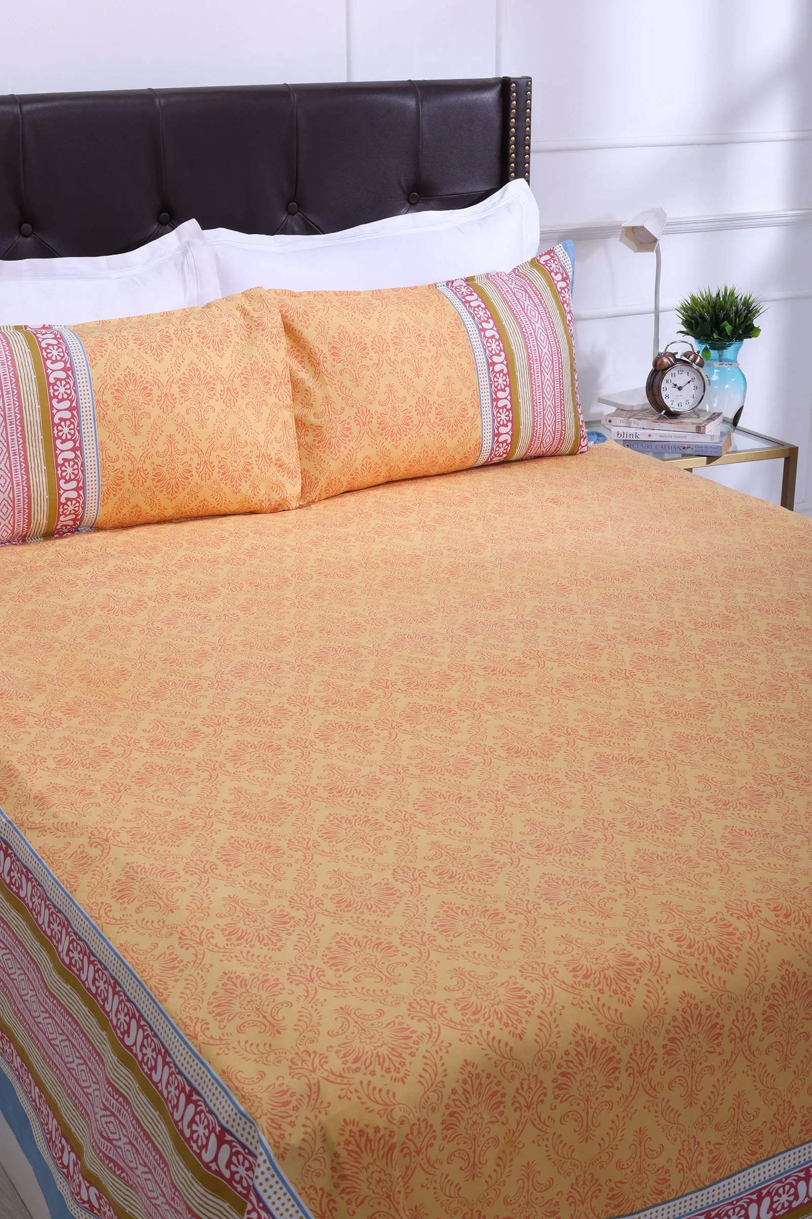 Madhuban Paisley Mustard Cotton Bedsheet