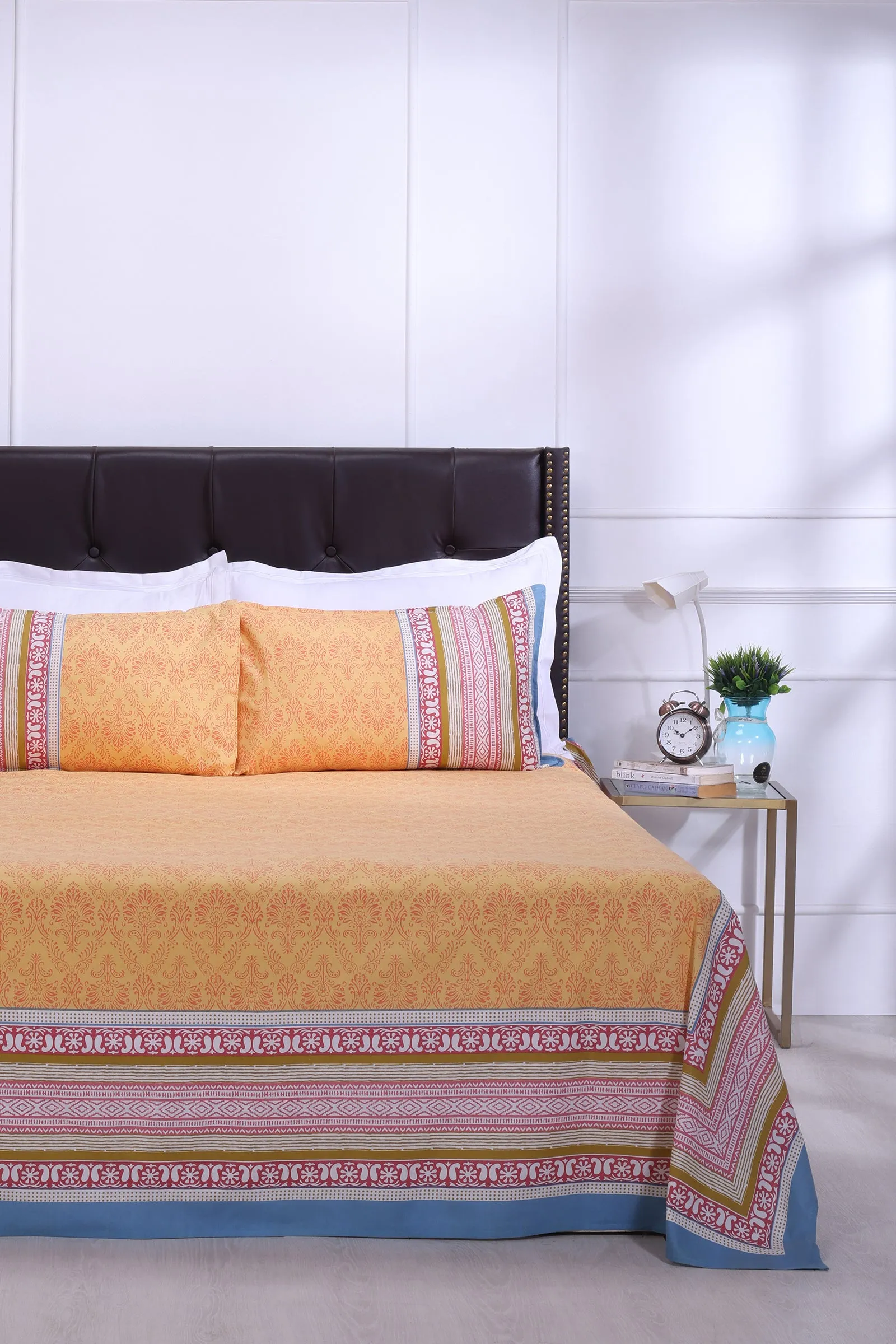 Madhuban Paisley Mustard Cotton Bedsheet