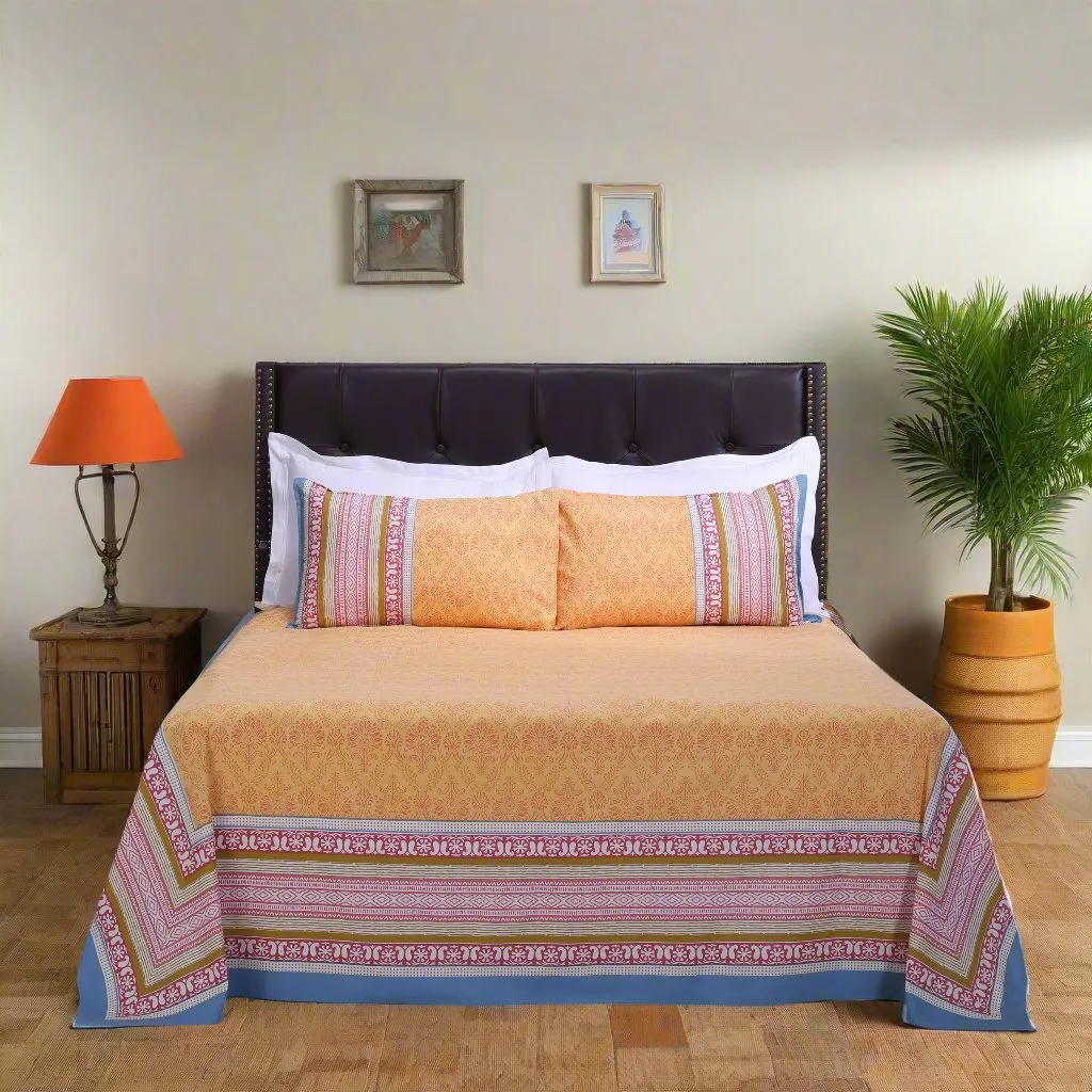 Madhuban Paisley Mustard Cotton Bedsheet