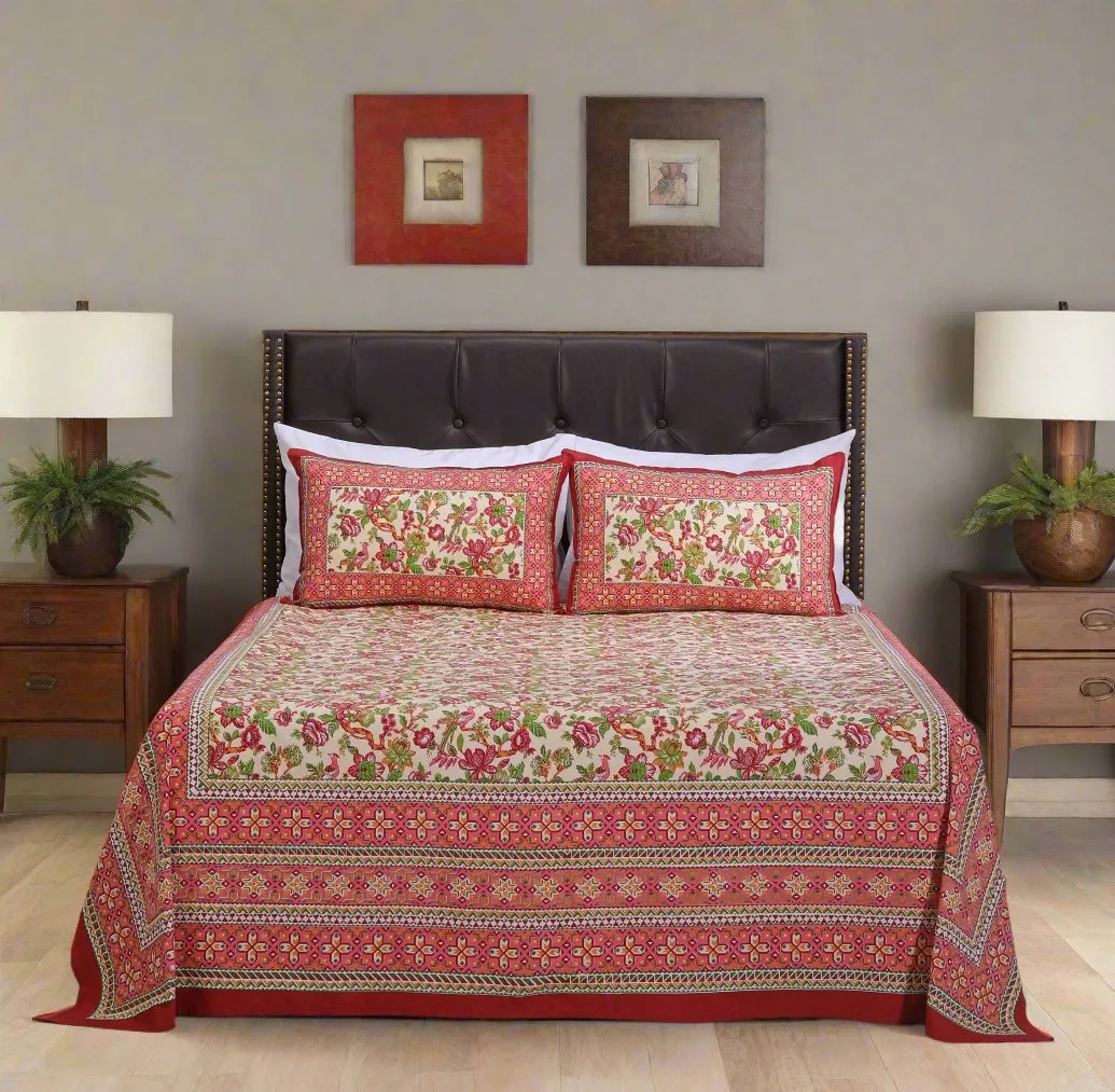 Maroon Cymbidian Flower 4 Cotton Bedsheet