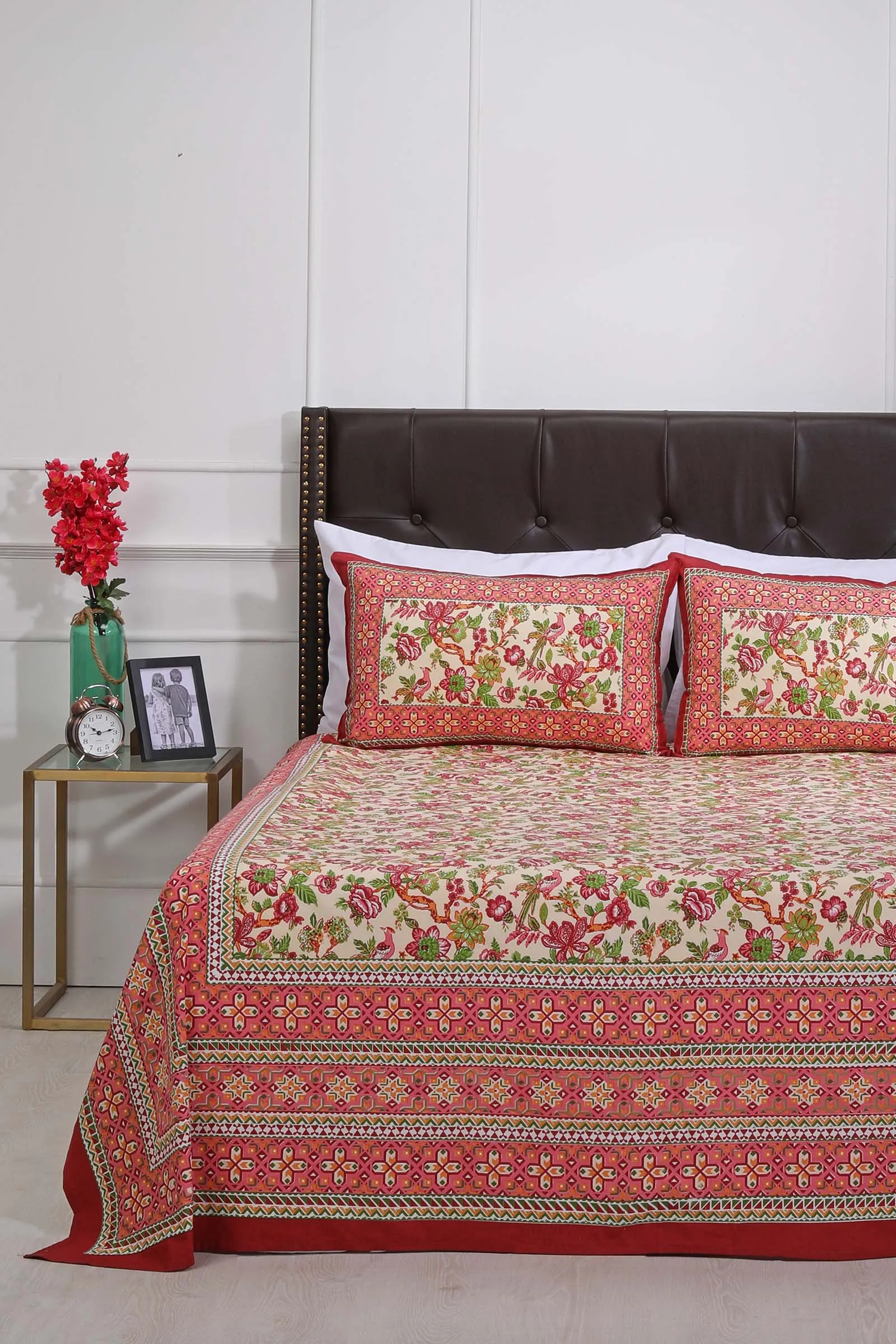 Maroon Cymbidian Flower 4 Cotton Bedsheet