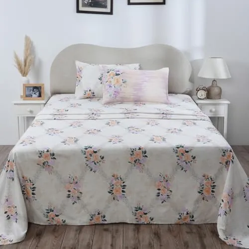 maspar Hermosa Eclectic Garden Arielle Printed Multi Double Bed Sheet with Pillow Case