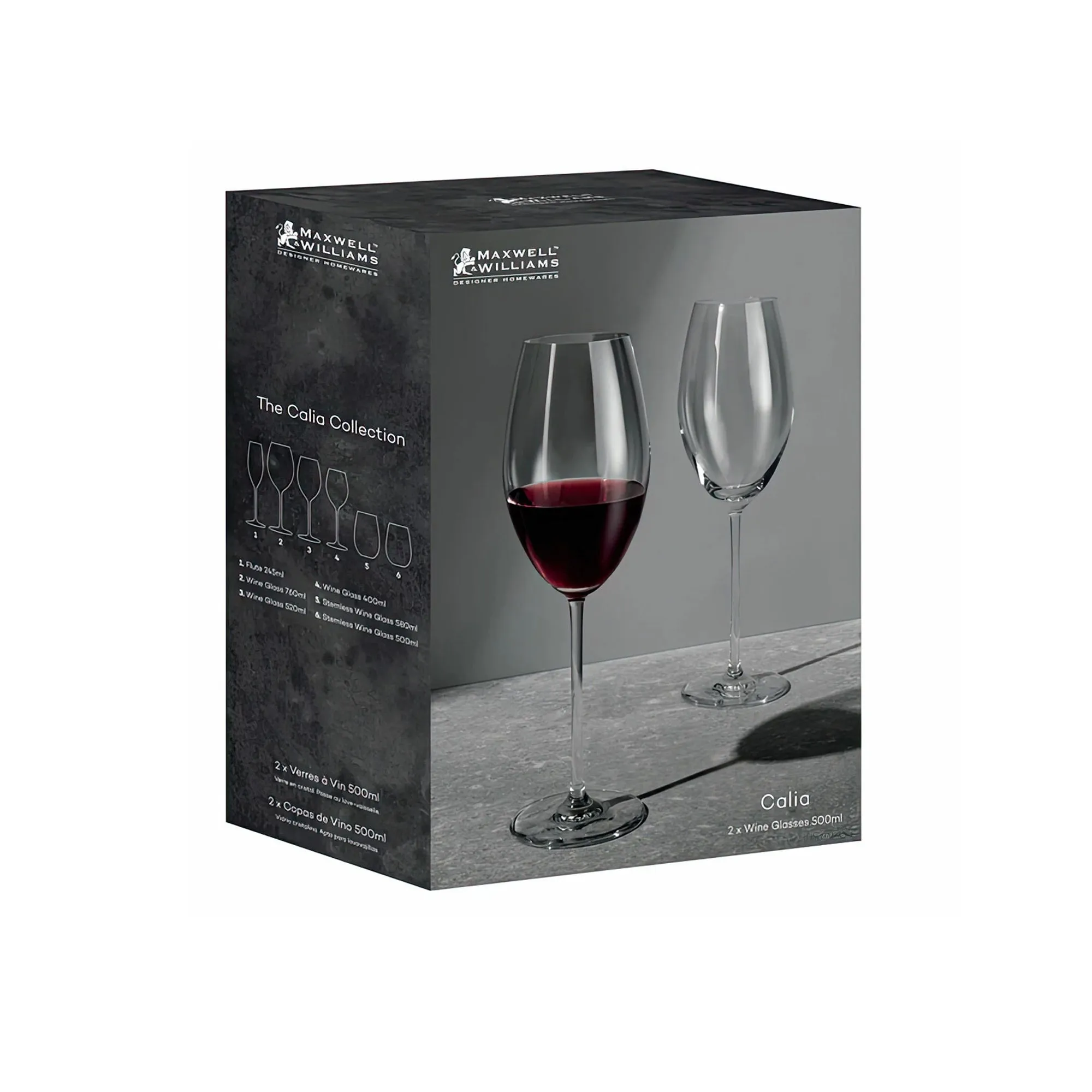 Maxwell & Williams Calia 2 Piece 500ml Wine Glass Set Clear