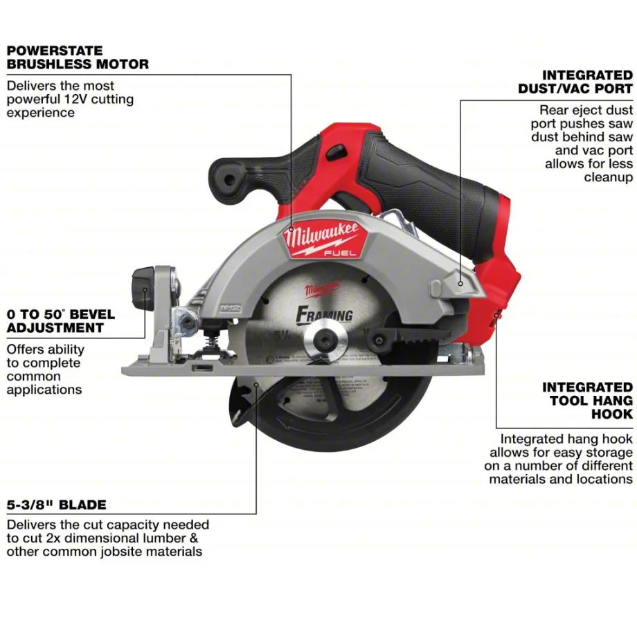 Milwaukee 2521-20 M12 FUEL™ 5-3/8" Circular Saw