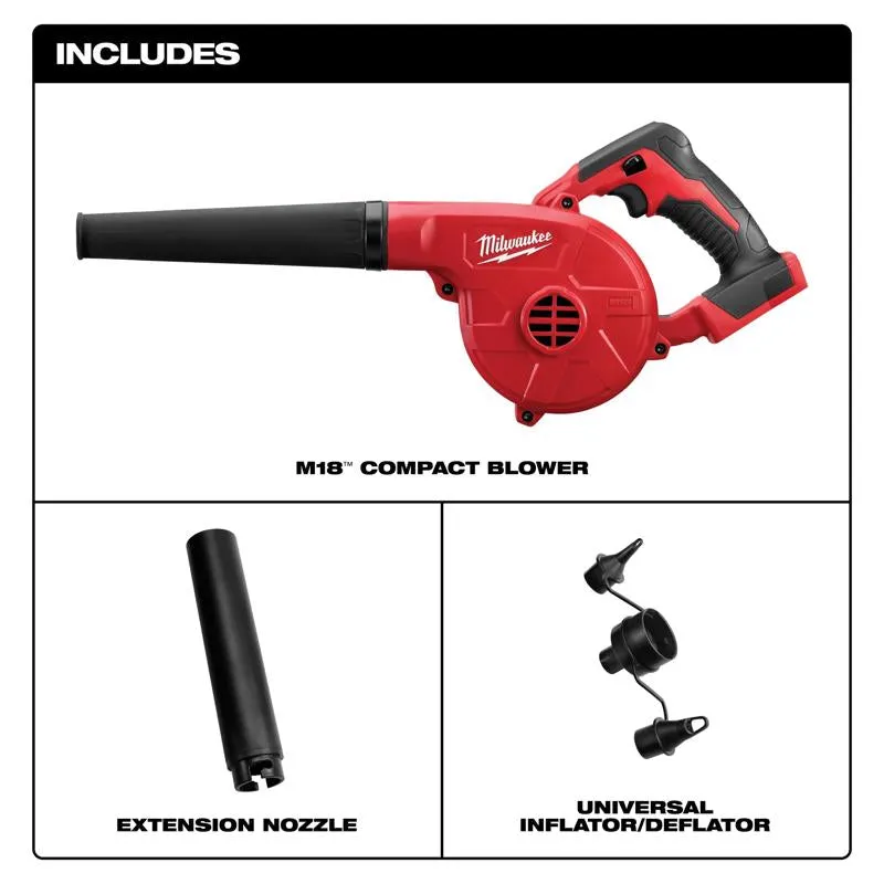 Milwaukee M18 0884-20 160 mph 100 CFM 18 V Battery Handheld Compact Leaf Blower Tool Only