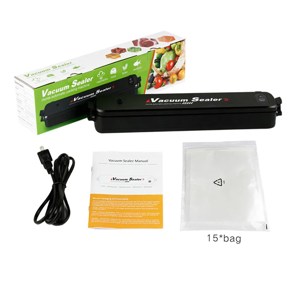 Mini Automatic Food Vacuum Sealer with 15 Sealing Bags, US Plug