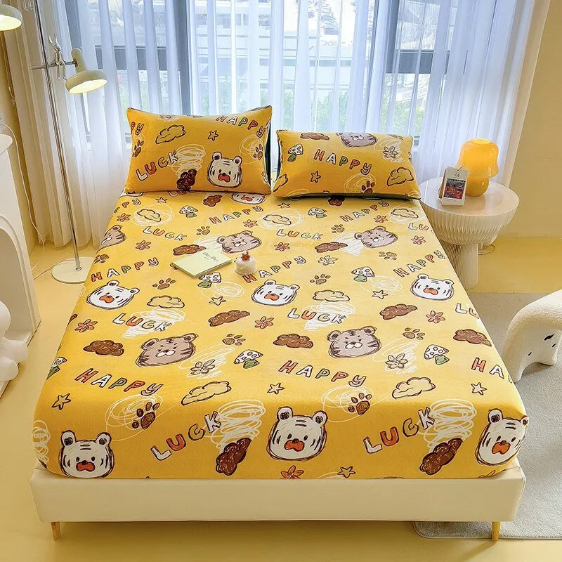 Missdeer Velvet Fitted Sheet Cartoon Style Bedspread