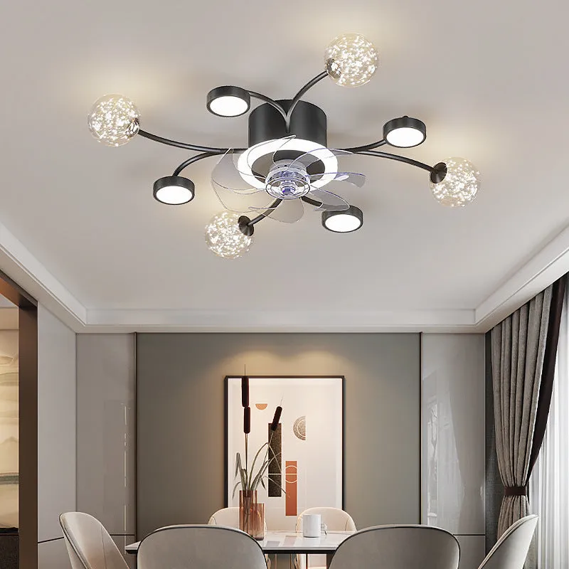 Modern Smart Bedroom Ceiling Fan Lamp