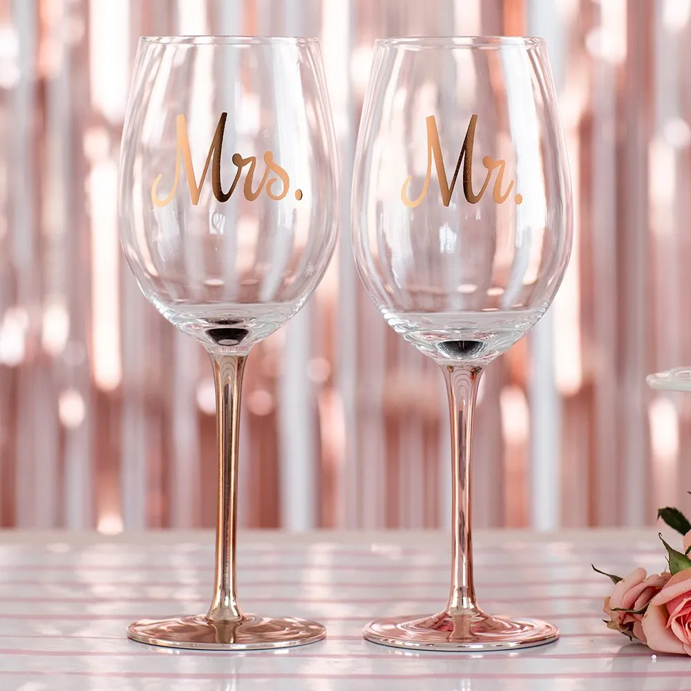 Mr. Metallic Rose Gold Stemmed 18 Oz. Glass