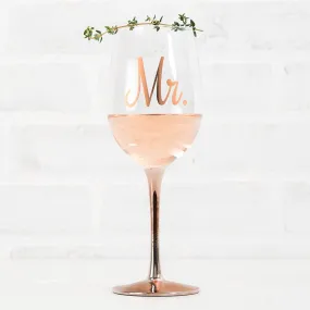 Mr. Metallic Rose Gold Stemmed 18 Oz. Glass