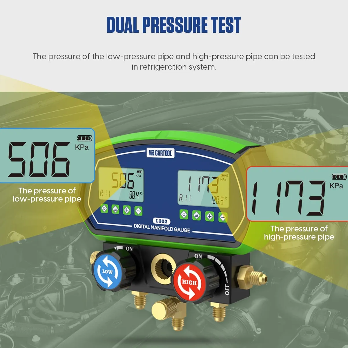 MRCARTOOL L302 HVAC Vacuum Pressure Temperature Tester Leakage Test Refrigeration Tools Digital Manifold Gauge Meter Testo