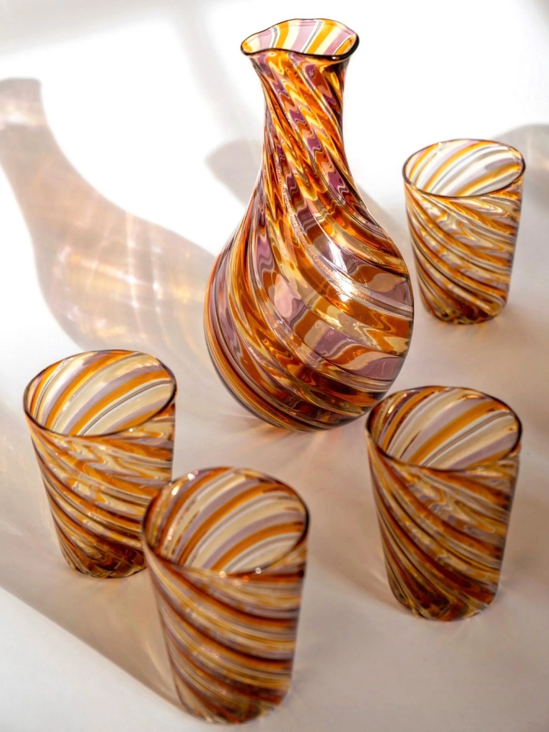 Murano butterscotch swirl carafe