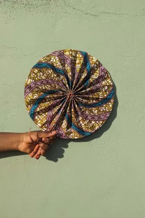 Natural African Print Folding Fan