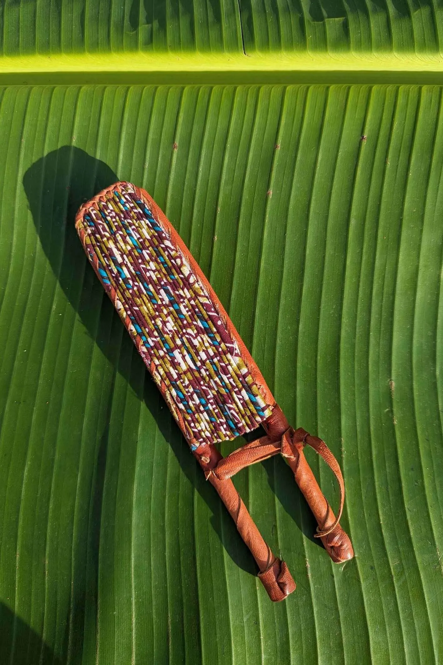 Natural African Print Folding Fan