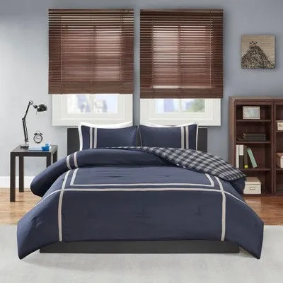 New - 2pc Twin/Twin XL Trent Reversible Comforter Mini Set Navy