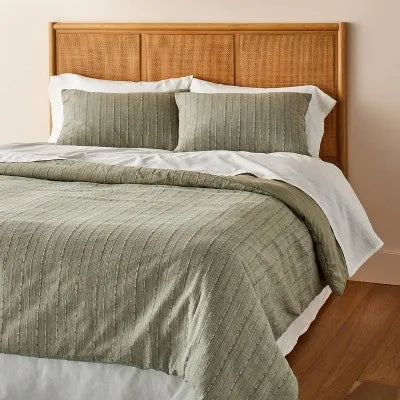 New - 3pc King Washed Loop Stripe Comforter Bedding Set Sage Green - Hearth & Hand with Magnolia