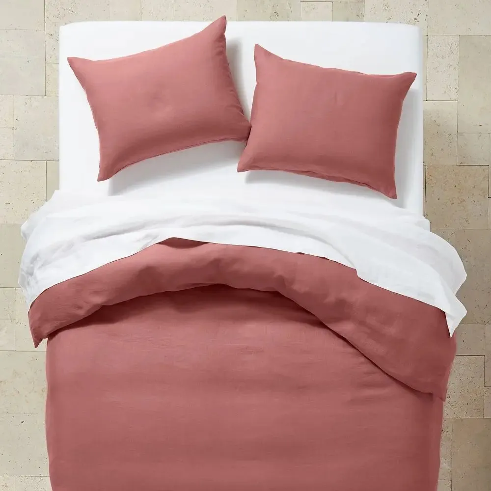 New - Casaluna Hemp Duvet Cover Set OEKO-TEX Breathable Lightweight, Rose, Full/Queen