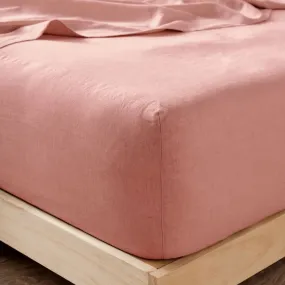 Nimes Pure Linen FITTED SHEET Rose by Linen House