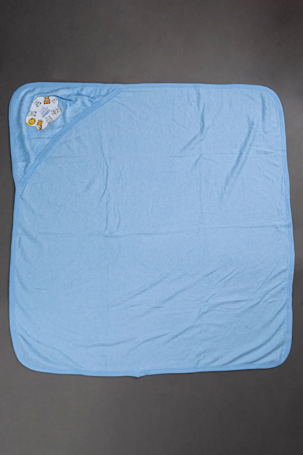 Oh Baby CottonInterlock Terry Knit Animal Print Hooded Towel - Sky Blue- Ht04