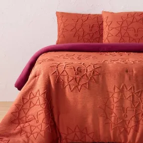 Open Box - Twin/Twin Extra Long Geo Sun Print Comforter and Sham Set Orange/Fuschia -