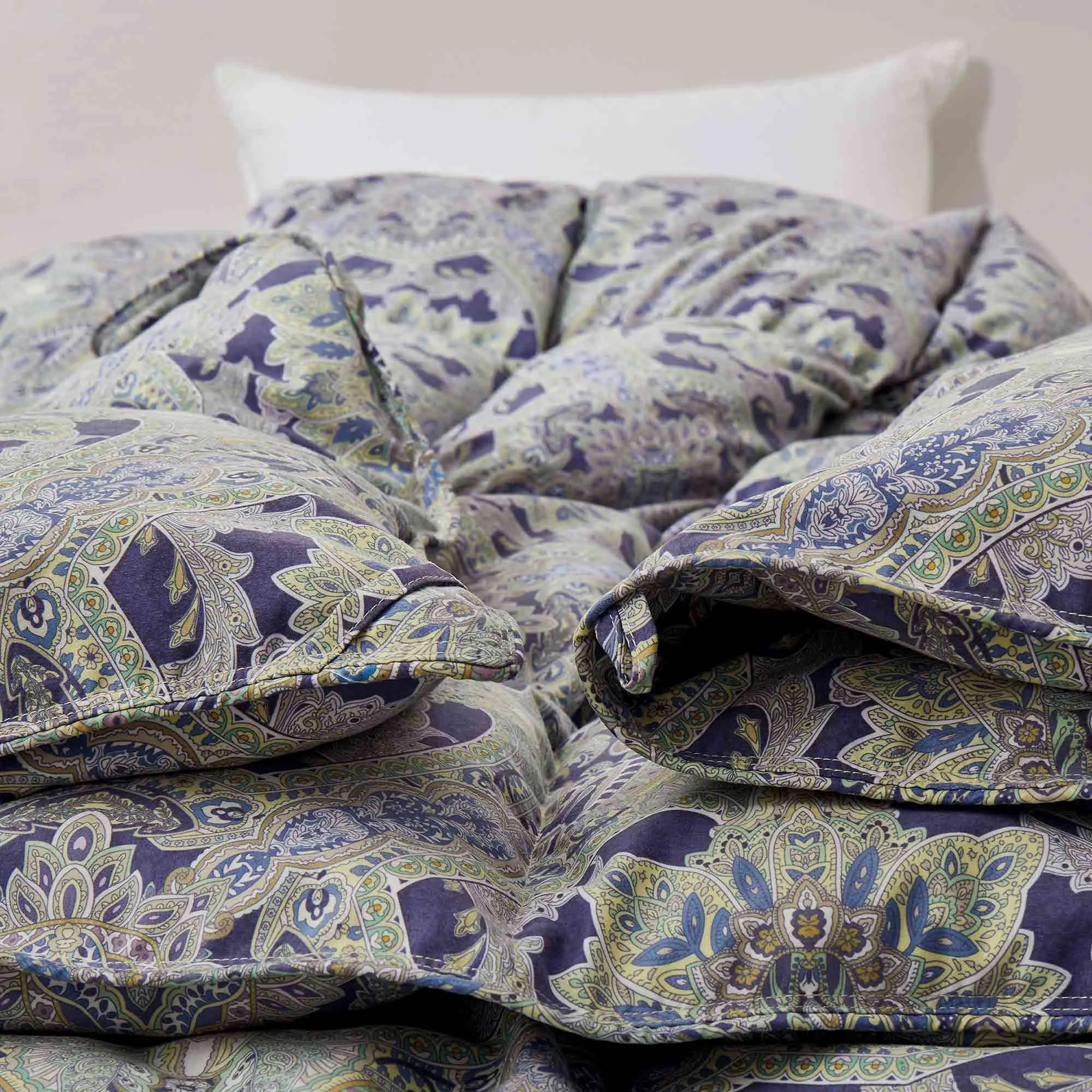 Paisley Print Goose Feather and Down Comforter Vintage Aesthetic Style