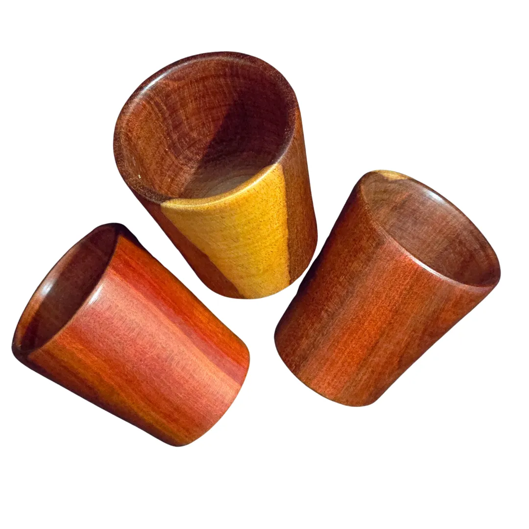 Palo sangre wood shot glasses - made by Peruvian Amazon artisan