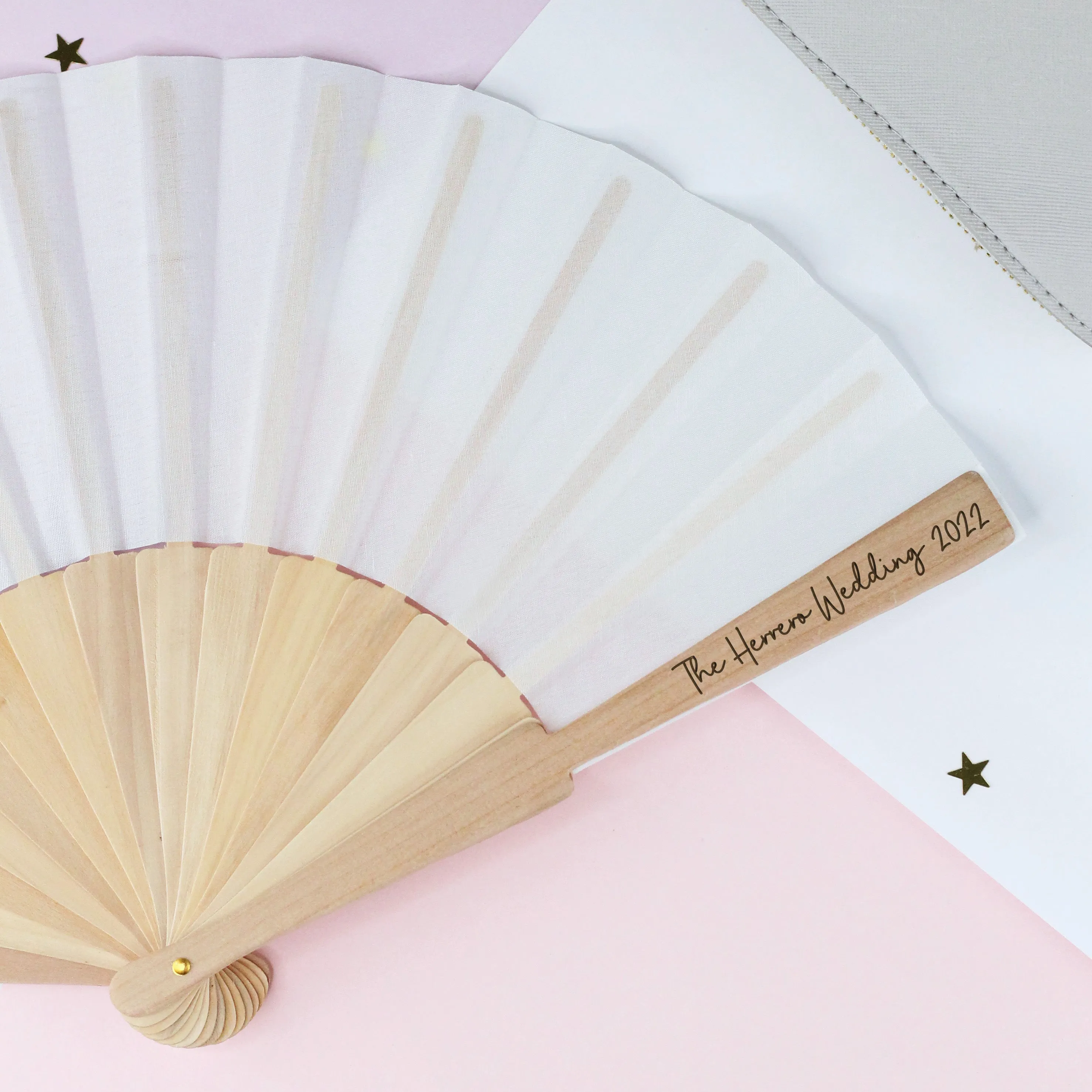 Personalised Wooden Folding Hand Fan - Any Text