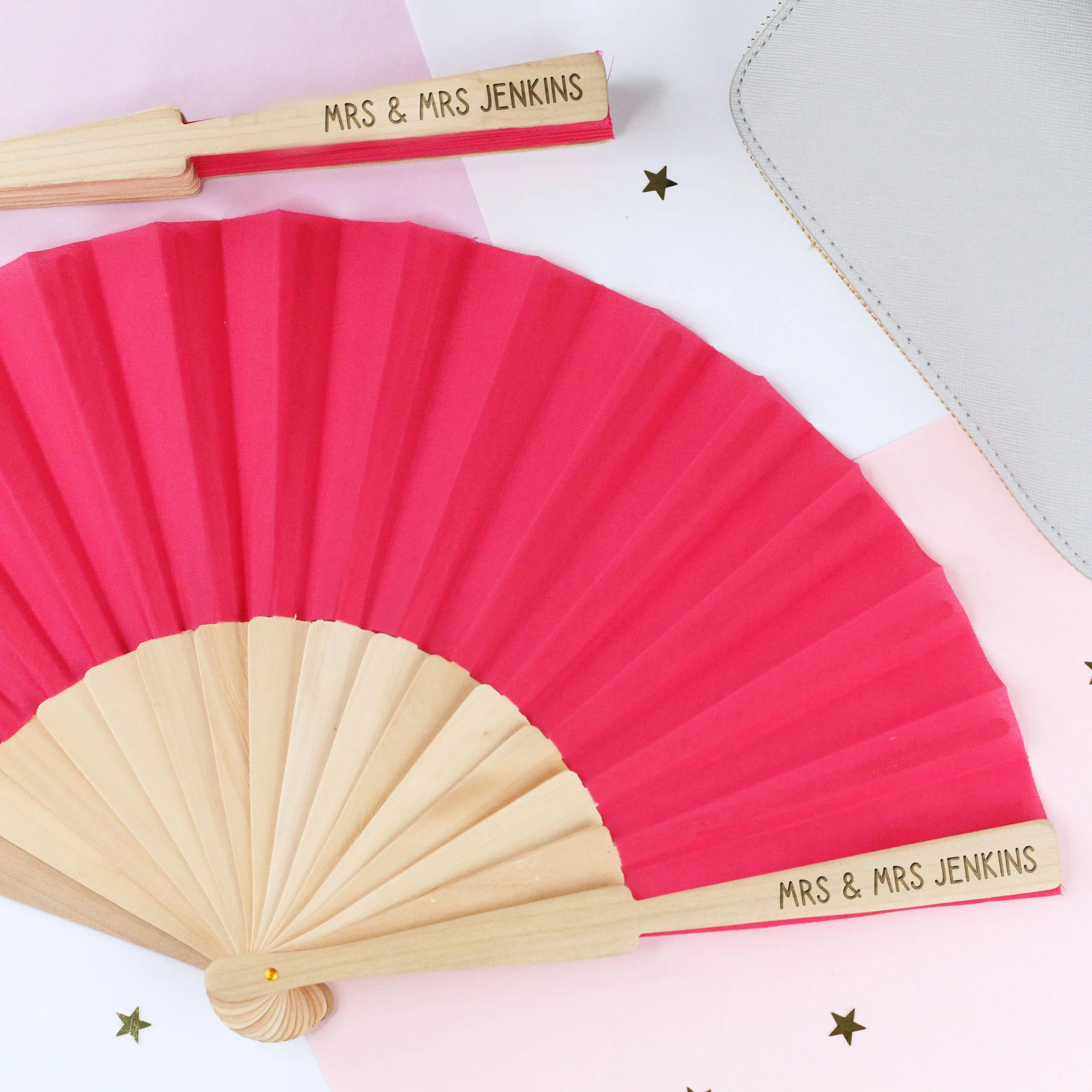 Personalised Wooden Folding Hand Fan - Any Text