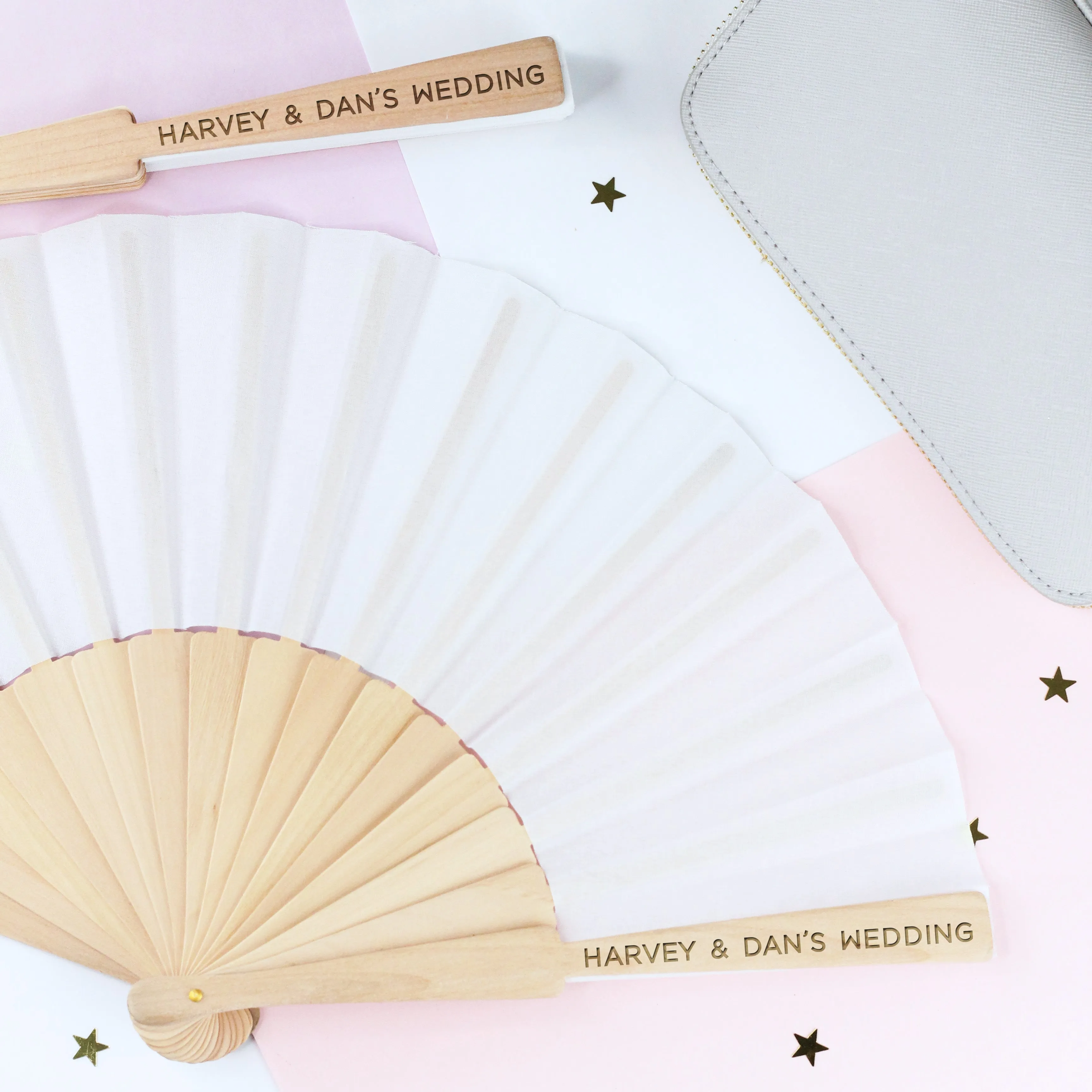 Personalised Wooden Folding Hand Fan - Any Text