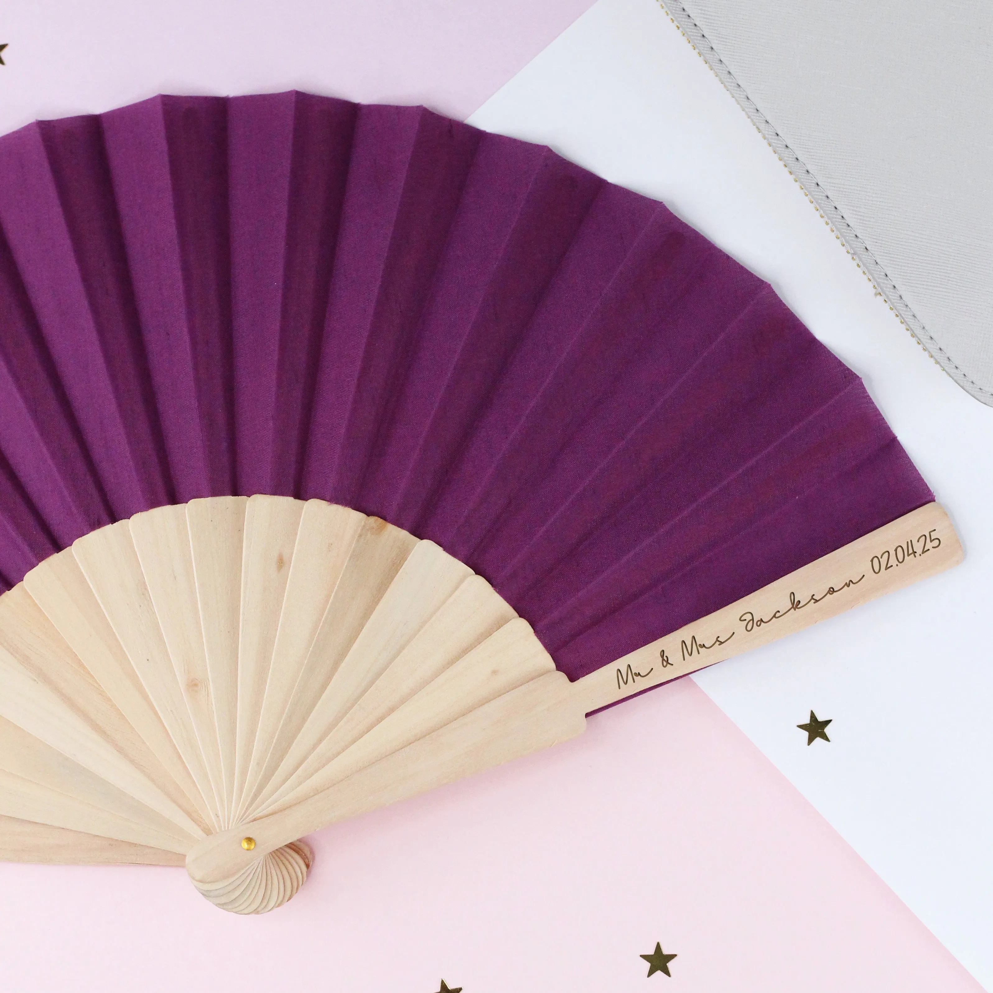 Personalised Wooden Folding Hand Fan - Any Text