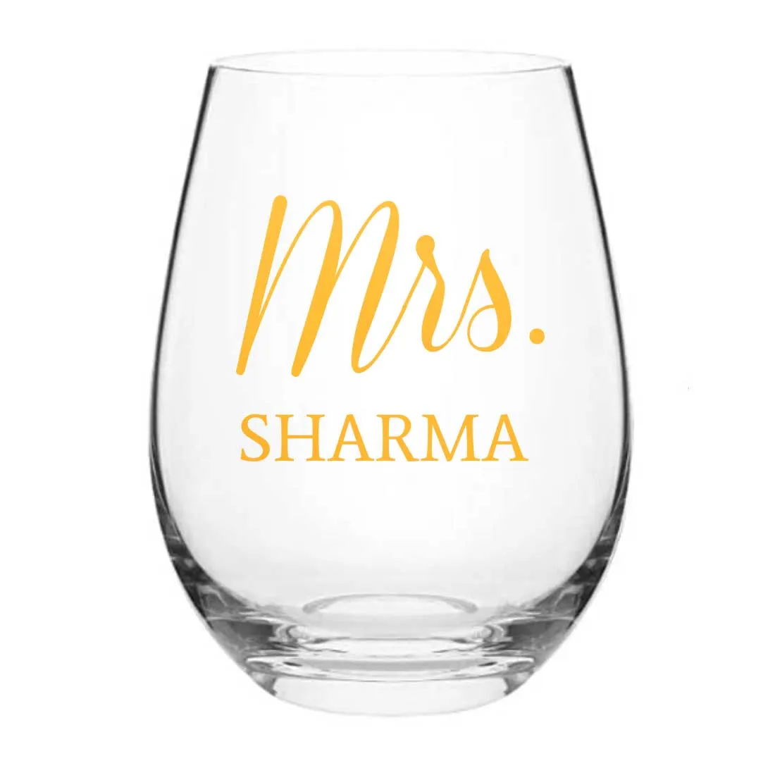 Personalized Bar Glasses Stemless Wine Glass With Name Perfect Gift for Wife - Mrs