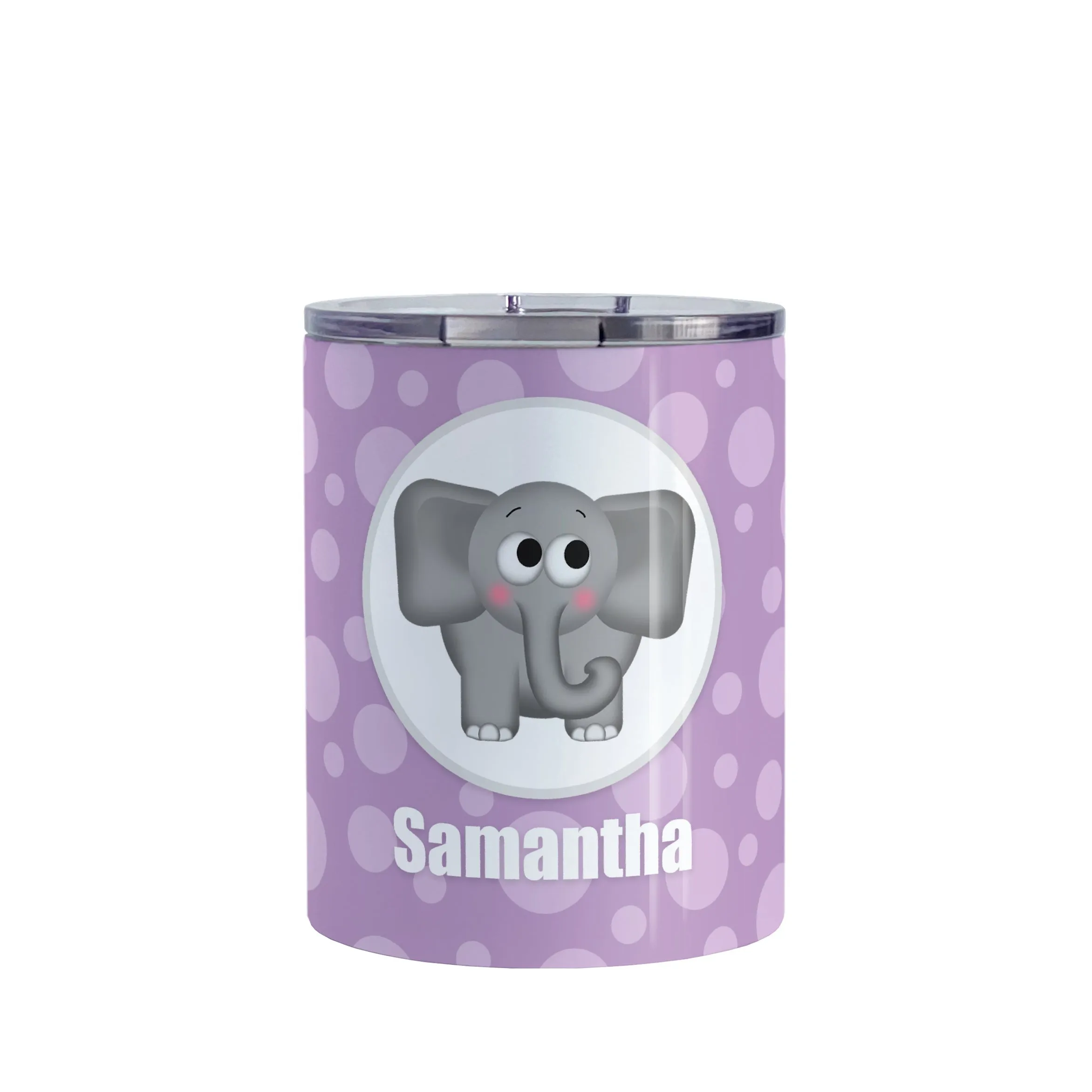 Personalized Cute Elephant Bubbly Purple Tumbler Cup