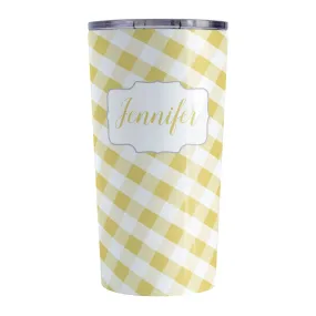 Personalized Yellow Gingham Tumbler Cup