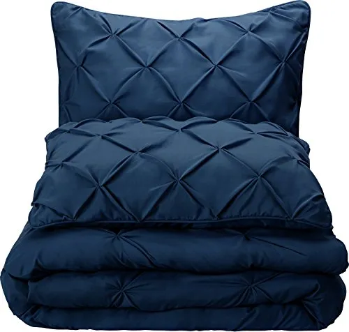 Pinch Pleat Comforter Set - Full/Queen Navy Blue