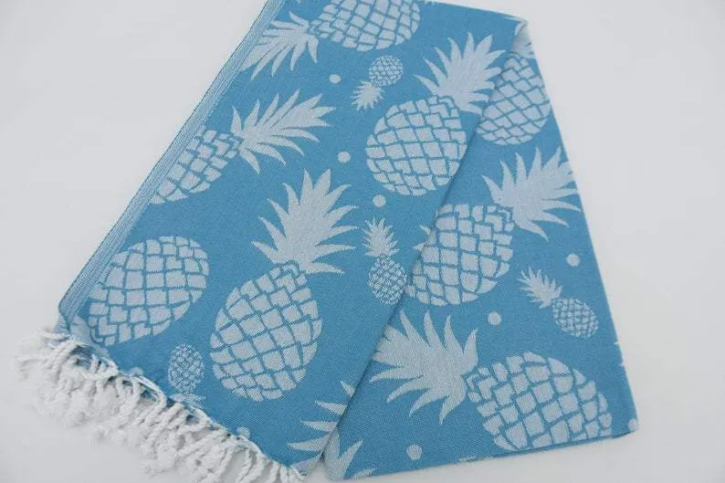 Pineapple Turquoise 100% Cotton Towel