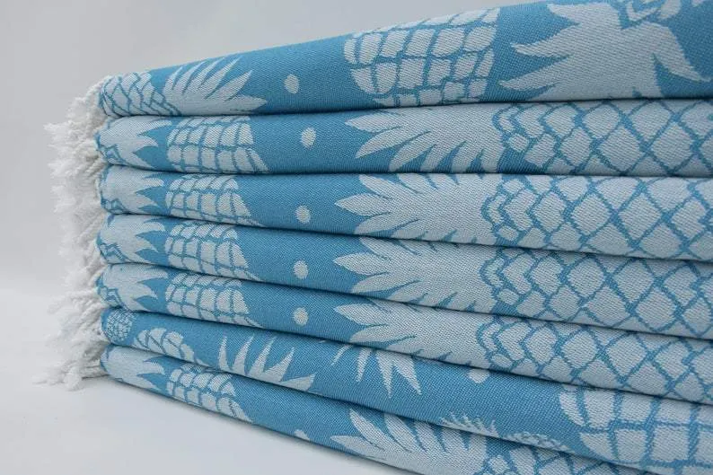 Pineapple Turquoise 100% Cotton Towel