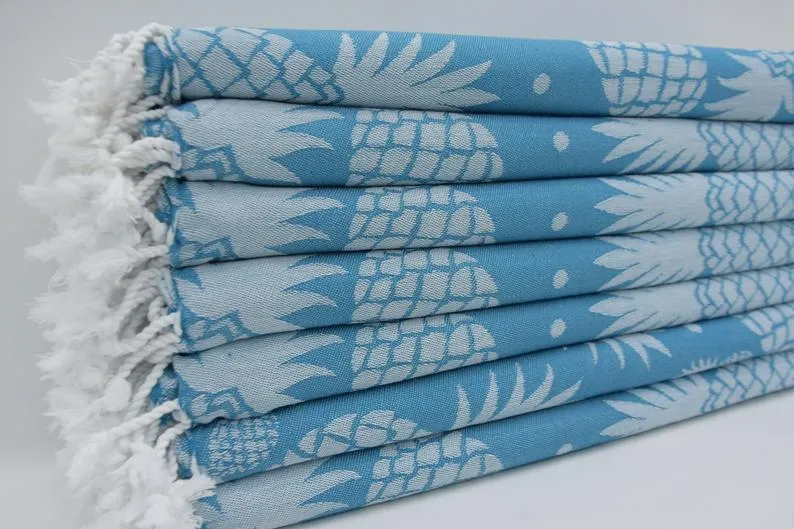 Pineapple Turquoise 100% Cotton Towel