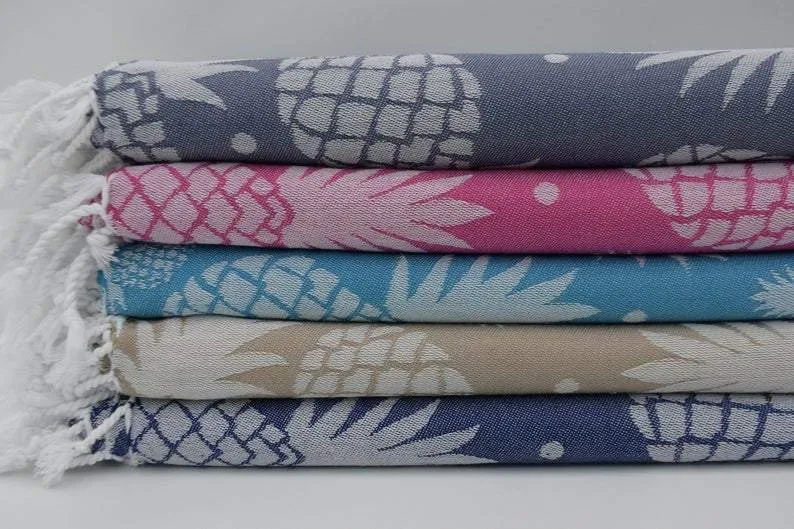 Pineapple Turquoise 100% Cotton Towel