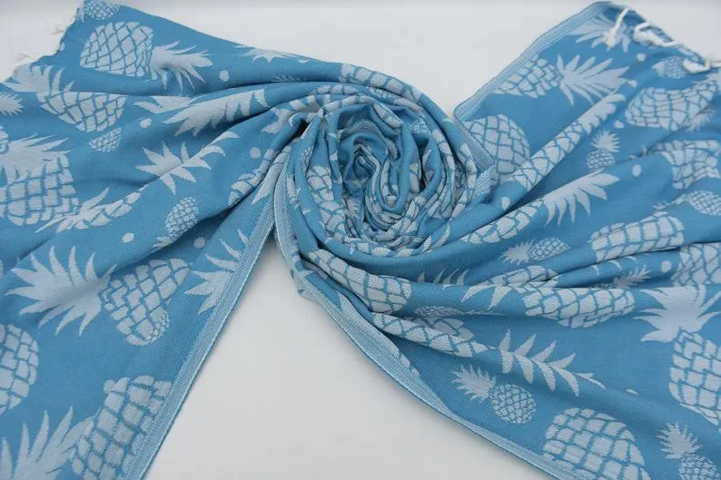 Pineapple Turquoise 100% Cotton Towel