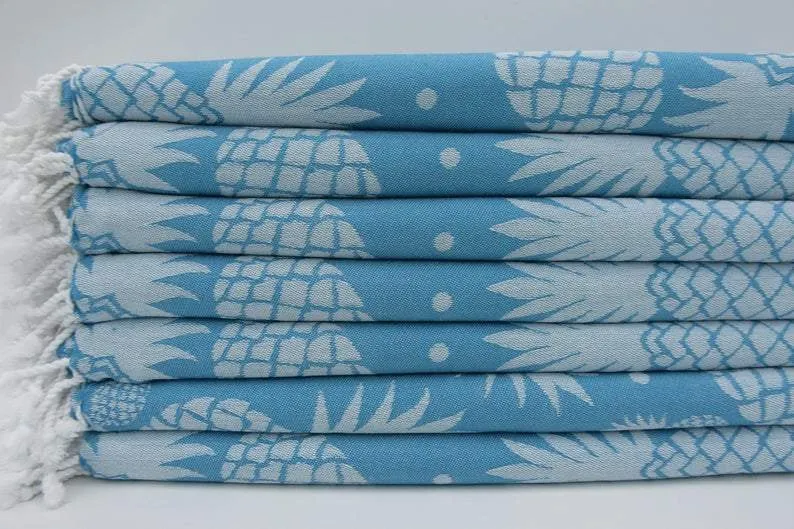 Pineapple Turquoise 100% Cotton Towel