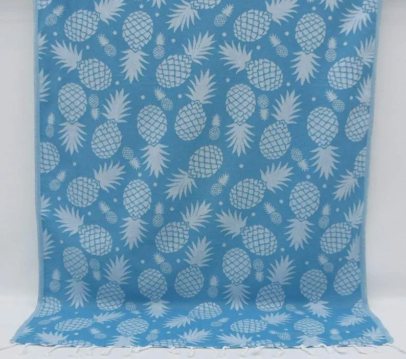 Pineapple Turquoise 100% Cotton Towel