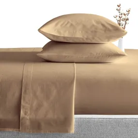 Pingaksha Bedding- 3 Piece Flat Bedsheet Set- Super Soft & Breathable- 100% Cotton Sateen Bedsheet- 400TC Luxury Bedsheet with 2 Pillow Cover- Taupe Solid, King Size