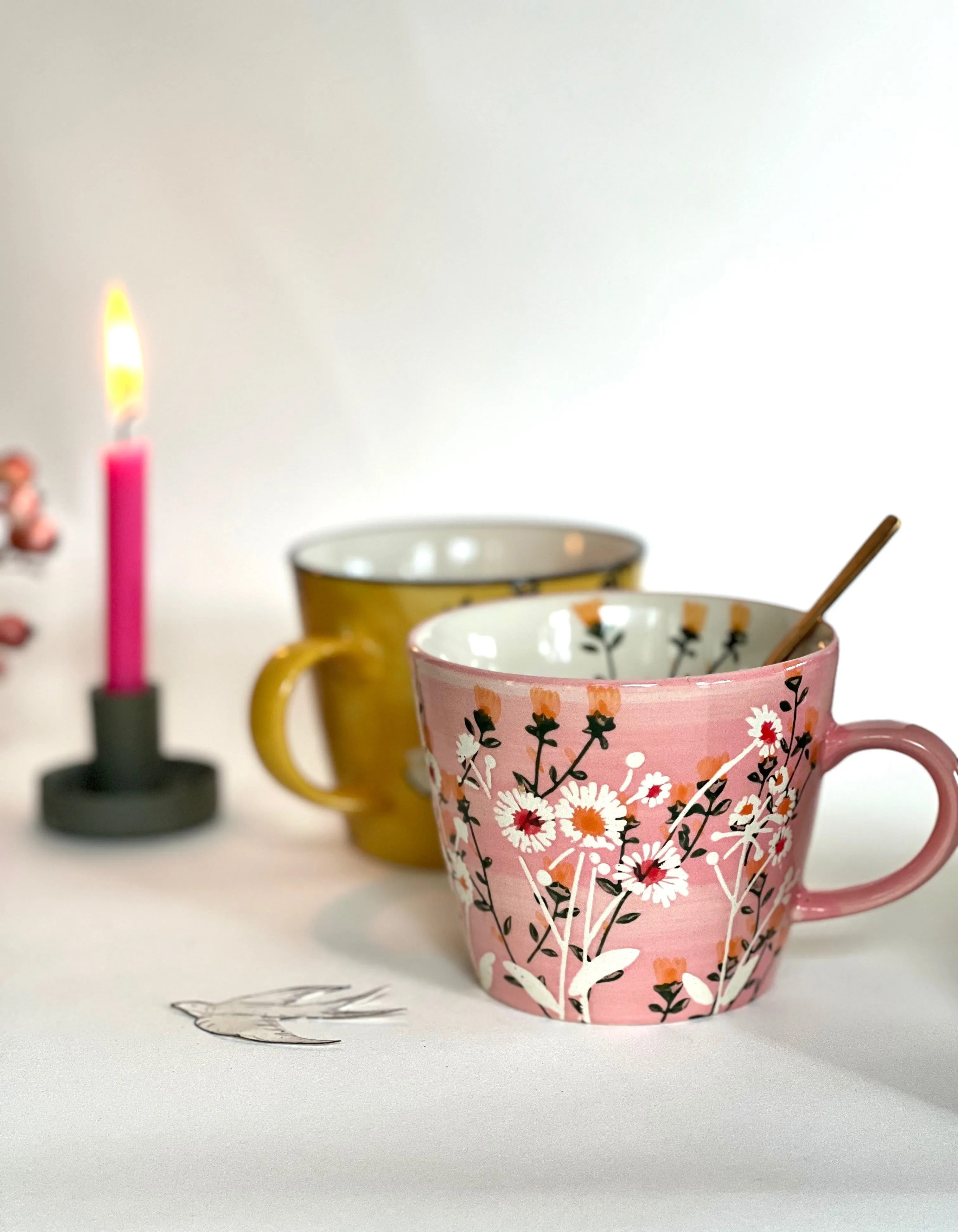 Pink Daisy Print Mug