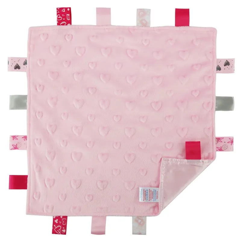 Pink Heart Sensory Comforter With Satin Ribbon Taggies