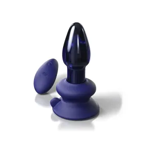 Pipedream Glass Blue Rechargeable Vibrating Butt Plug with Suction Cup