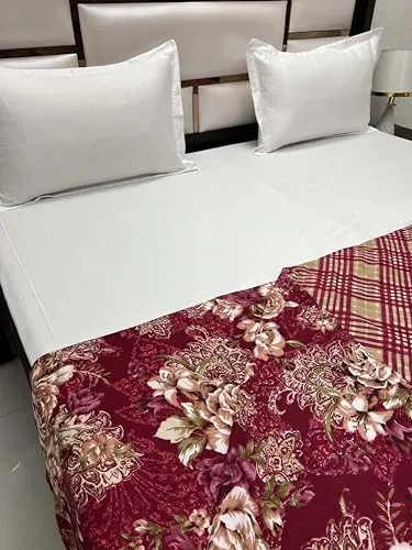 Pure Decor Comfy Collection Microfiber Comforter Double Bed King Size (88"X93") with Microfiber Layer Sheet Inside PD 4127 - Floral, Maroon